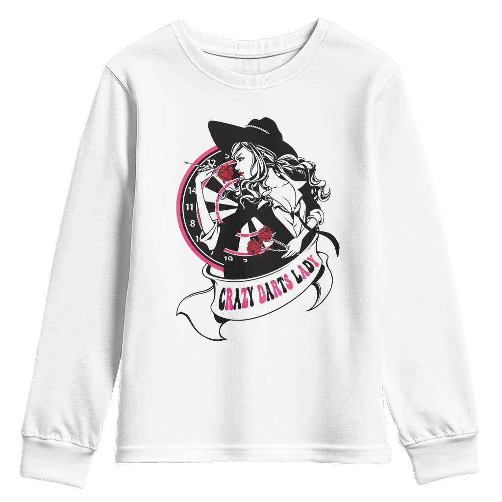 Funny Crazy Darts Lady Youth Sweatshirt Coolest Girls Play Darts - Wonder Print Shop