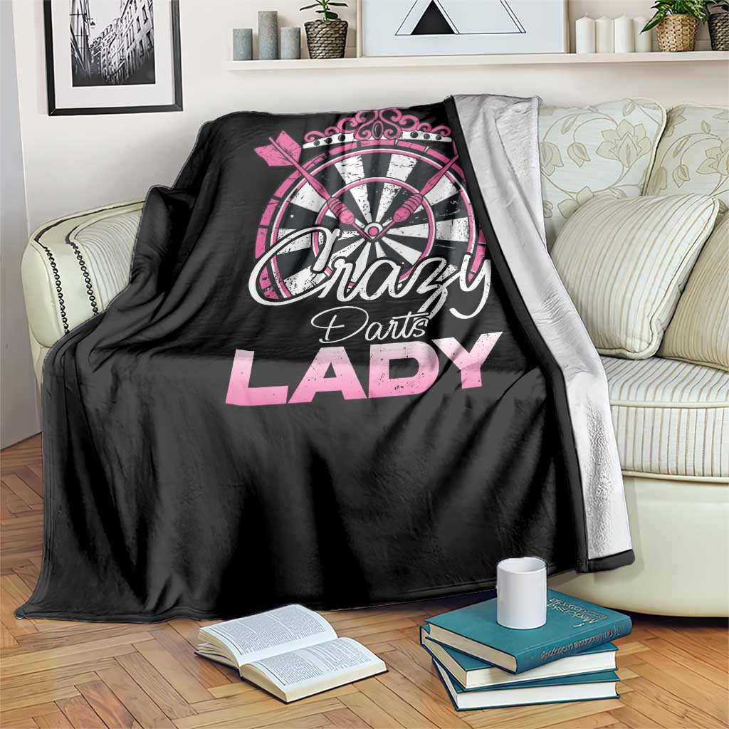 Crazy Darts Lady Throw Blanket Funny Pub Game Gift For Women - Wonder Print Shop