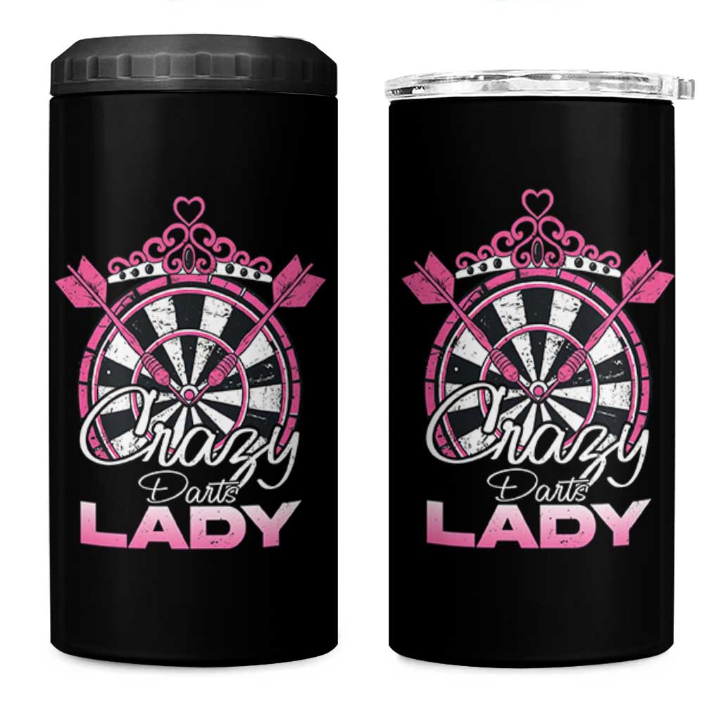 Crazy Darts Lady 4 in 1 Can Cooler Tumbler Funny Pub Game Gift For Women - Wonder Print Shop
