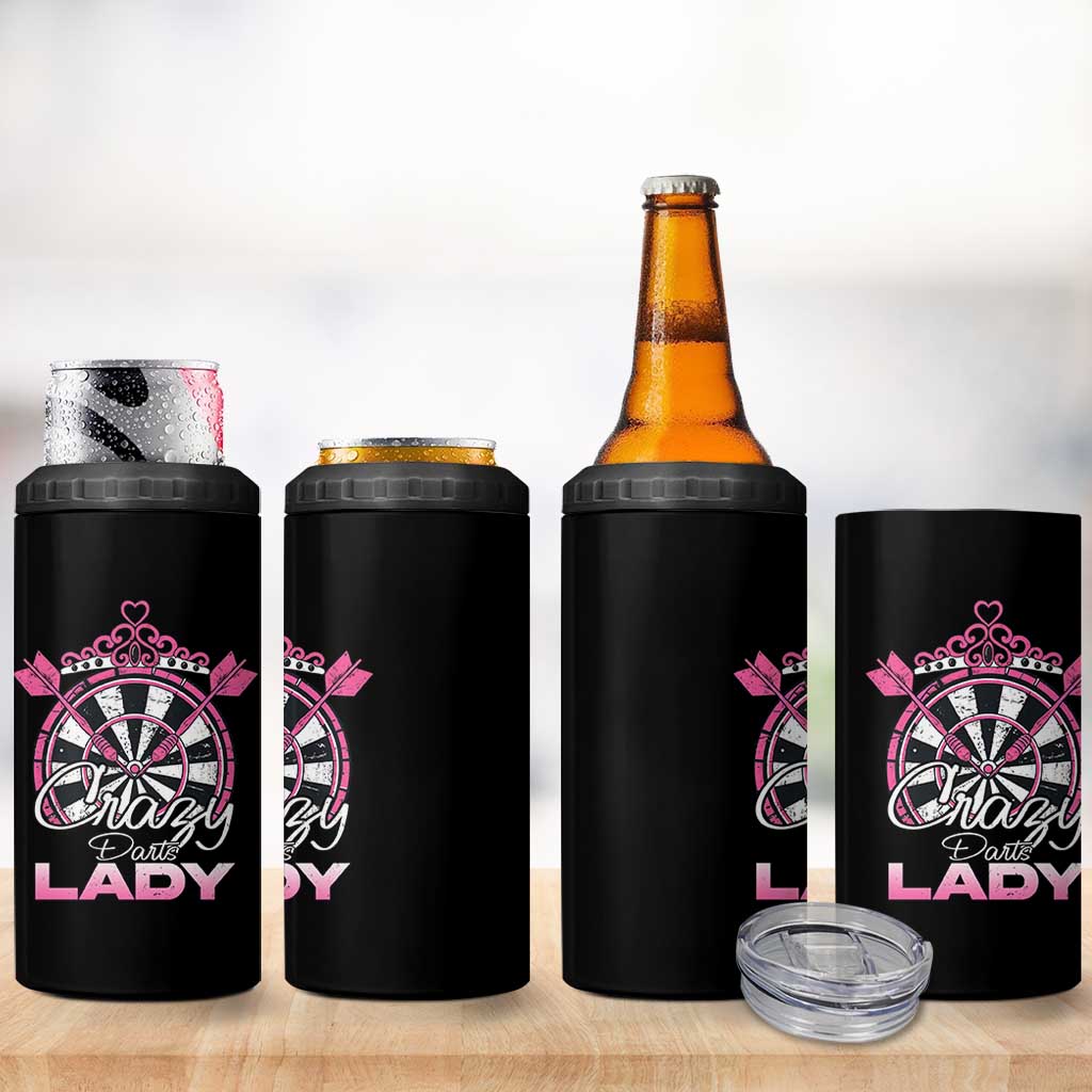 Crazy Darts Lady 4 in 1 Can Cooler Tumbler Funny Pub Game Gift For Women - Wonder Print Shop