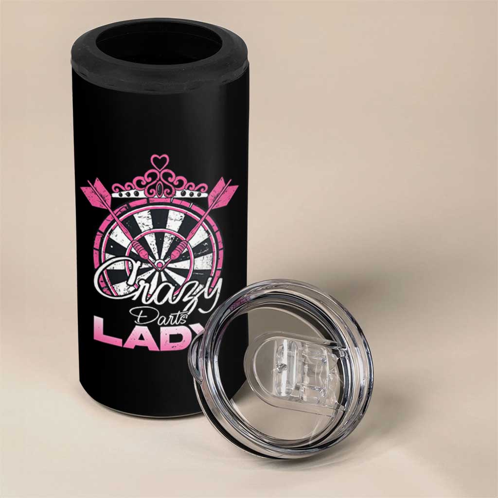 Crazy Darts Lady 4 in 1 Can Cooler Tumbler Funny Pub Game Gift For Women - Wonder Print Shop