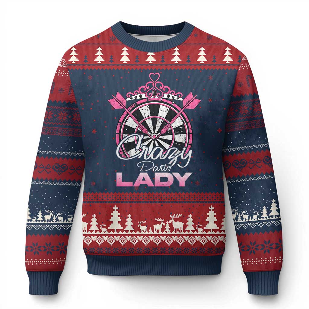 Crazy Darts Lady Ugly Christmas Sweater Funny Pub Game Gift For Women - Wonder Print Shop