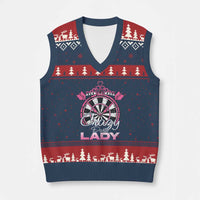 Crazy Darts Lady V-Neck Knit Sweater Vest Funny Pub Game Gift For Women - Wonder Print Shop