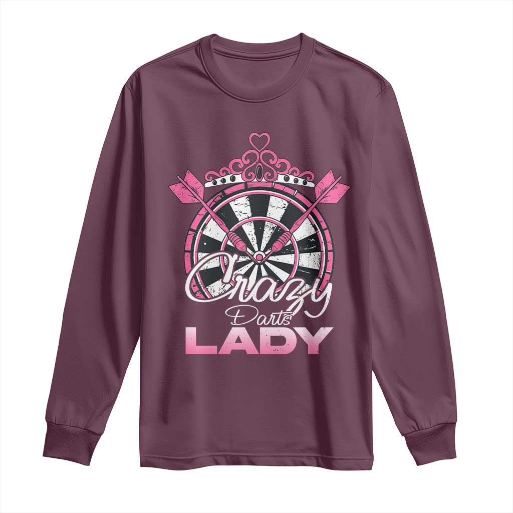 Crazy Darts Lady Long Sleeve Shirt Funny Pub Game Gift For Women - Wonder Print Shop