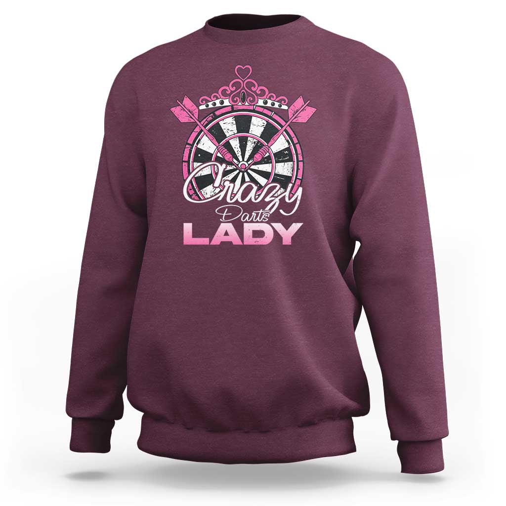 Crazy Darts Lady Sweatshirt Funny Pub Game Gift For Women - Wonder Print Shop