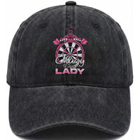 Crazy Darts Lady Washed Cotton Baseball Cap Funny Pub Game Gift For Women