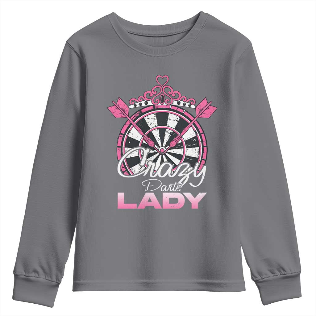 Crazy Darts Lady Youth Sweatshirt Funny Pub Game Gift For Women - Wonder Print Shop