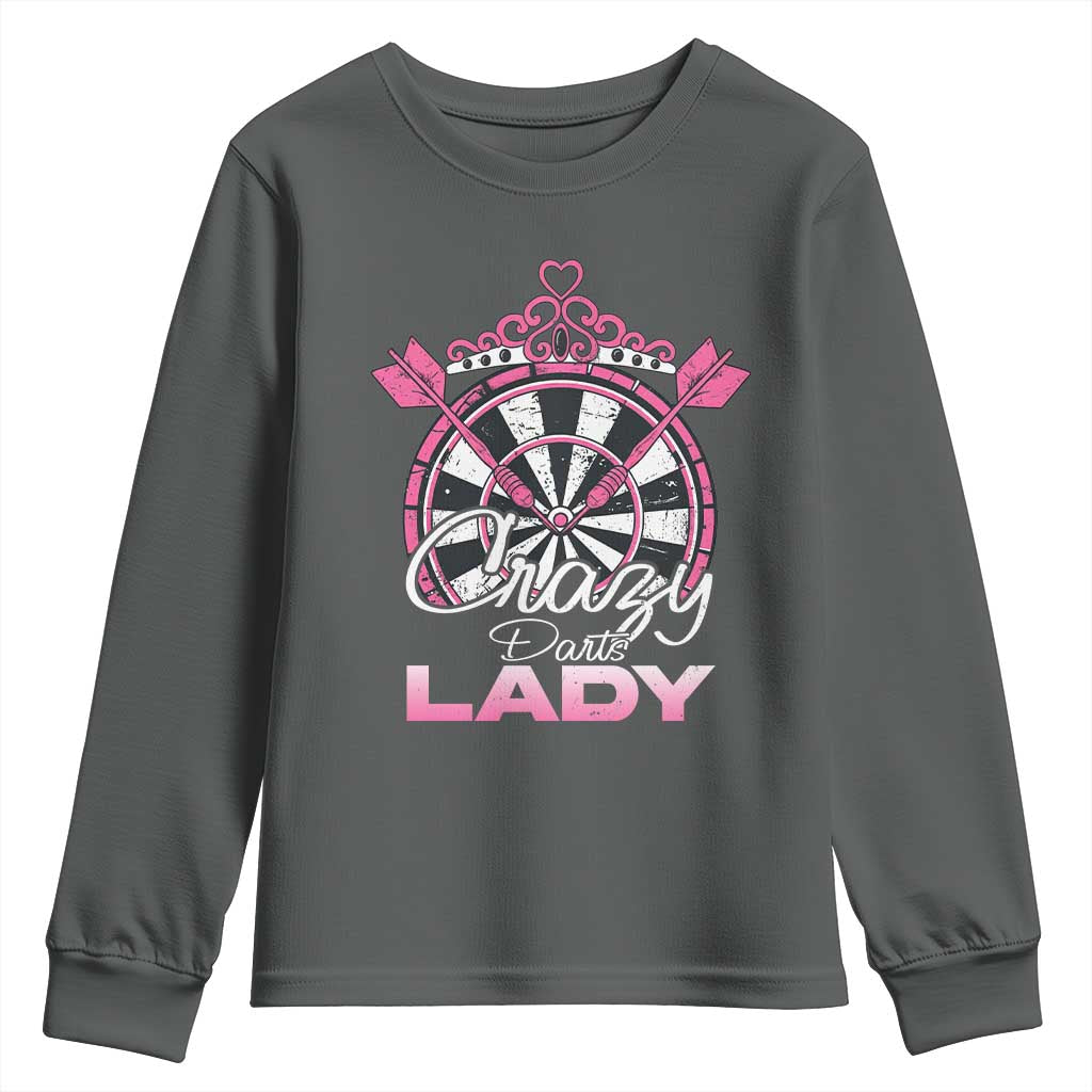 Crazy Darts Lady Youth Sweatshirt Funny Pub Game Gift For Women - Wonder Print Shop