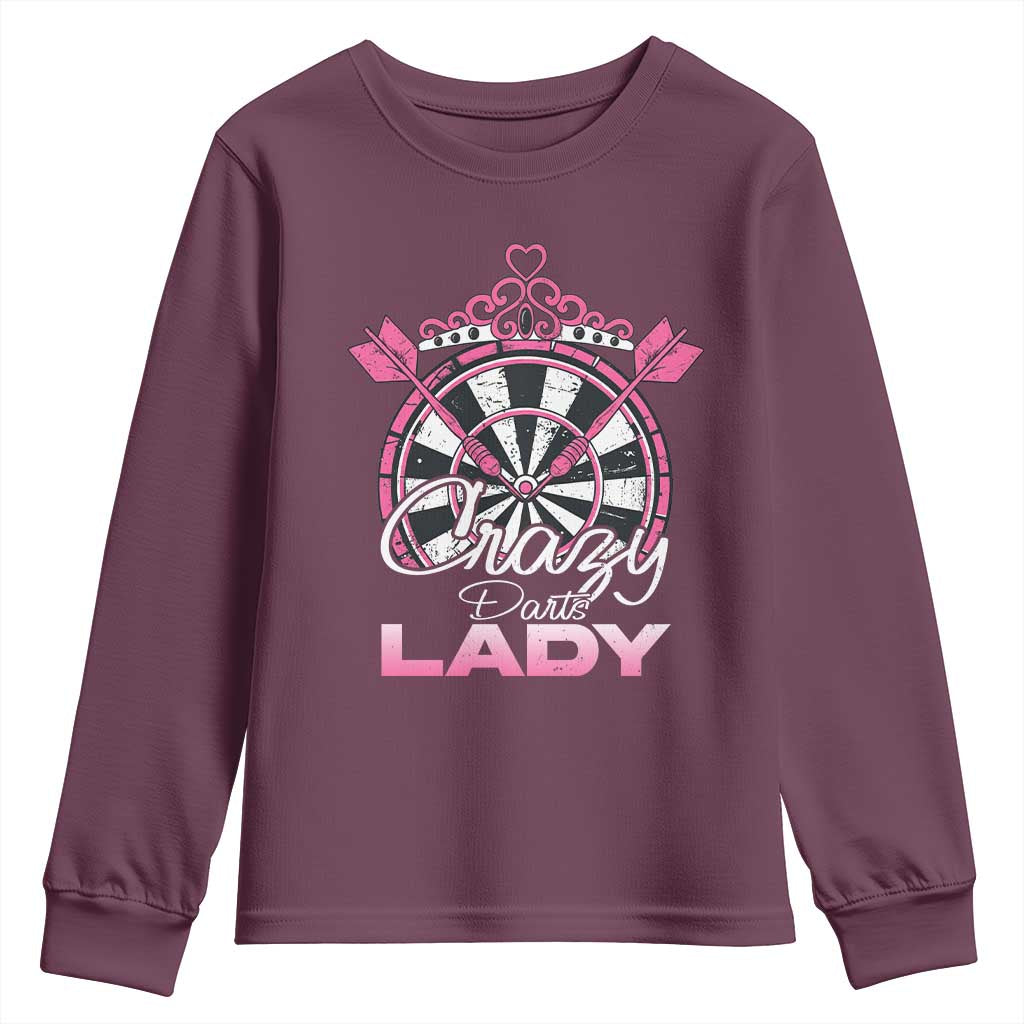 Crazy Darts Lady Youth Sweatshirt Funny Pub Game Gift For Women - Wonder Print Shop