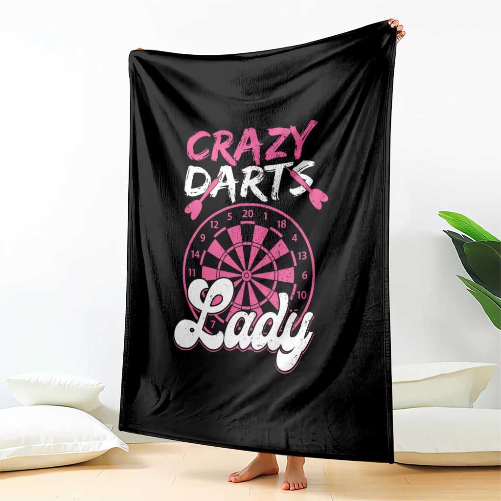 Crazy Darts Lady Bullseye Dart Shooting Throw Blanket Female Dartist Gift - Wonder Print Shop