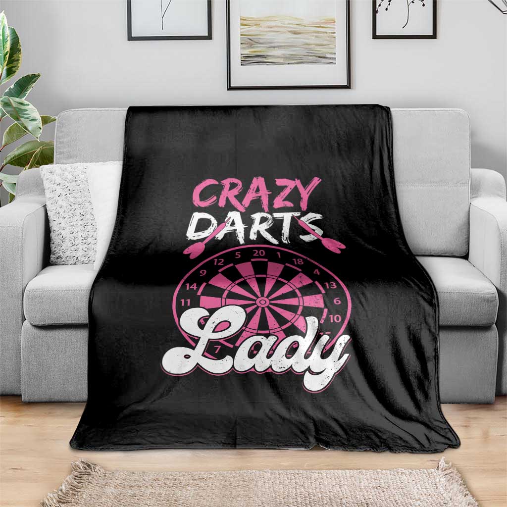 Crazy Darts Lady Bullseye Dart Shooting Throw Blanket Female Dartist Gift - Wonder Print Shop