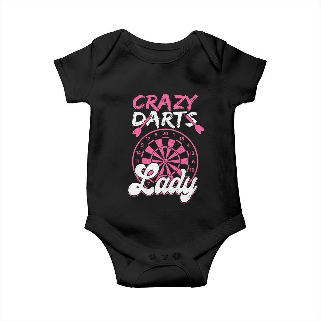 Crazy Darts Lady Bullseye Dart Shooting Baby Onesie Female Dartist Gift - Wonder Print Shop