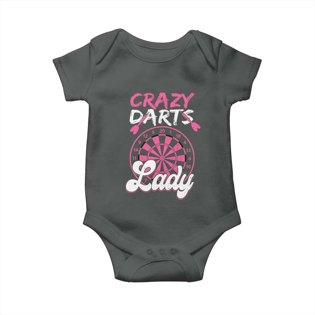 Crazy Darts Lady Bullseye Dart Shooting Baby Onesie Female Dartist Gift - Wonder Print Shop