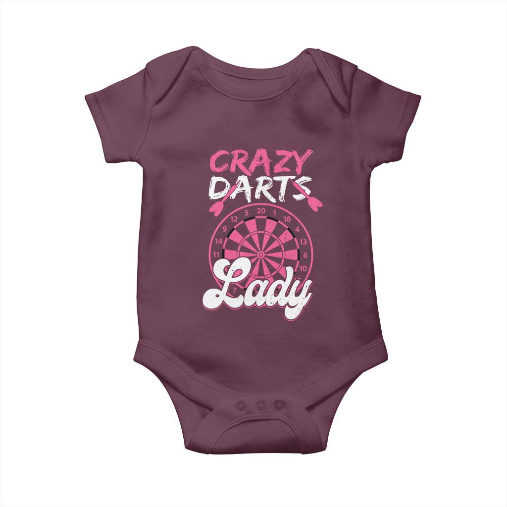 Crazy Darts Lady Bullseye Dart Shooting Baby Onesie Female Dartist Gift - Wonder Print Shop