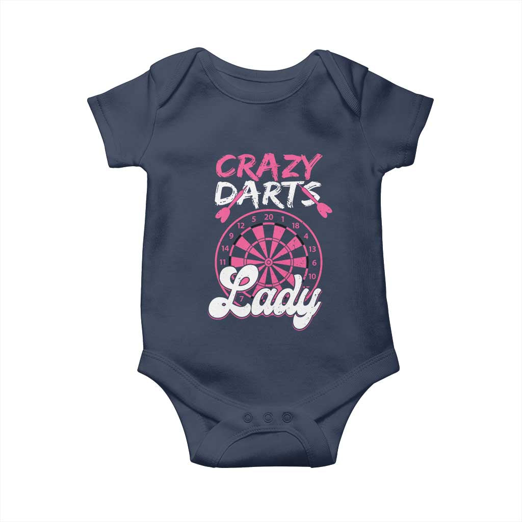 Crazy Darts Lady Bullseye Dart Shooting Baby Onesie Female Dartist Gift - Wonder Print Shop