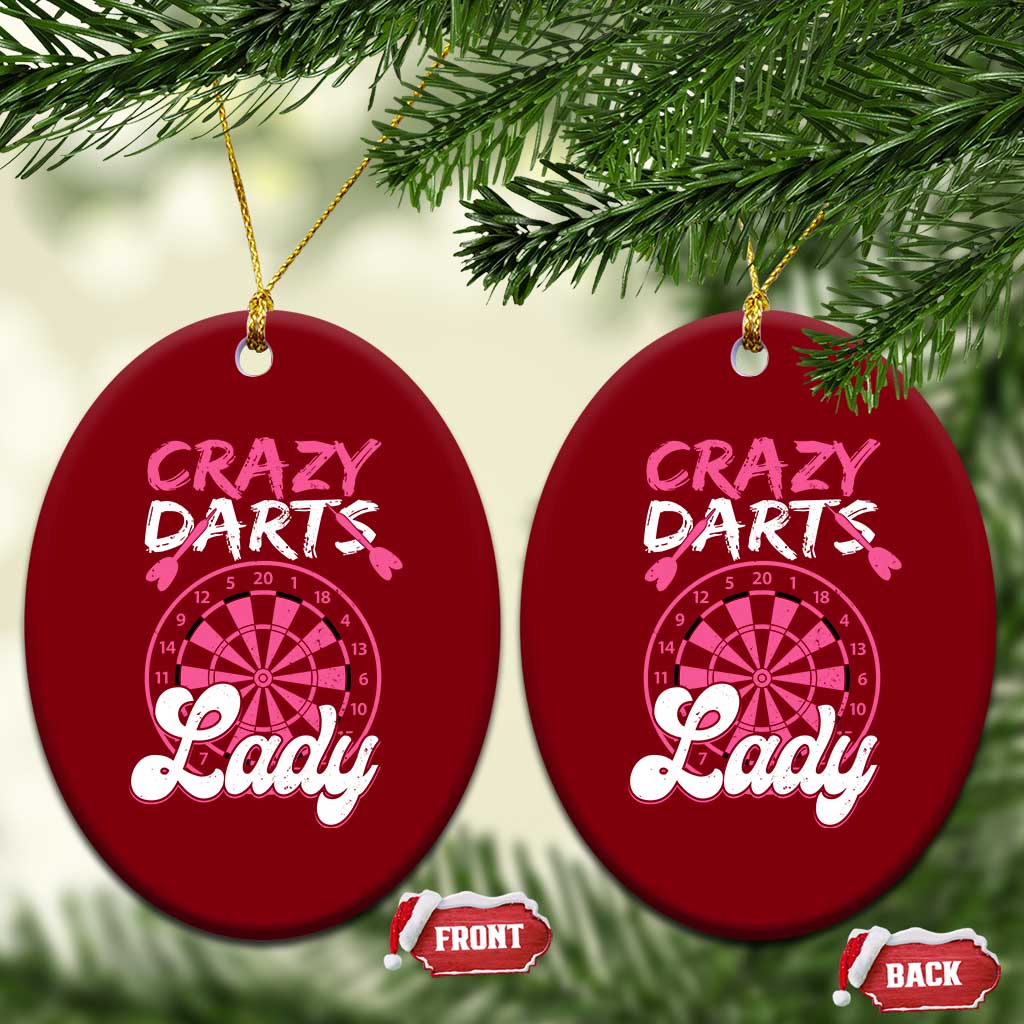 Crazy Darts Lady Bullseye Dart Shooting Ceramic Ornament Female Dartist Gift - Wonder Print Shop