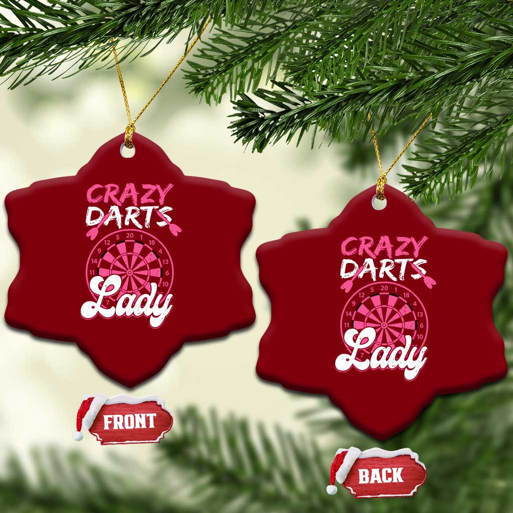 Crazy Darts Lady Bullseye Dart Shooting Ceramic Ornament Female Dartist Gift - Wonder Print Shop