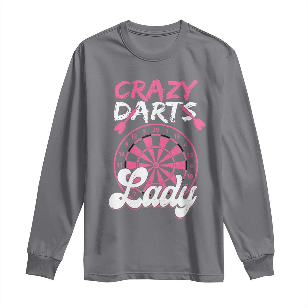 Crazy Darts Lady Bullseye Dart Shooting Long Sleeve Shirt Female Dartist Gift - Wonder Print Shop