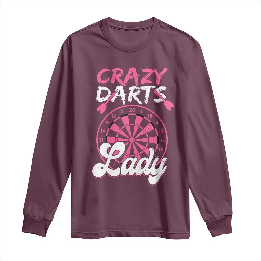 Crazy Darts Lady Bullseye Dart Shooting Long Sleeve Shirt Female Dartist Gift - Wonder Print Shop