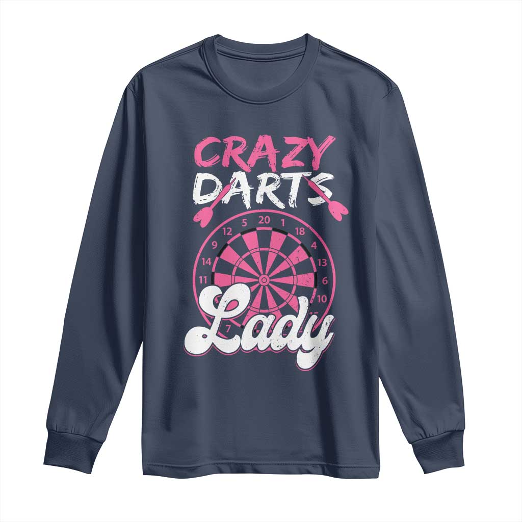 Crazy Darts Lady Bullseye Dart Shooting Long Sleeve Shirt Female Dartist Gift - Wonder Print Shop