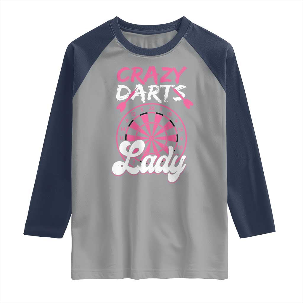 Crazy Darts Lady Bullseye Dart Shooting Raglan Shirt Female Dartist Gift - Wonder Print Shop