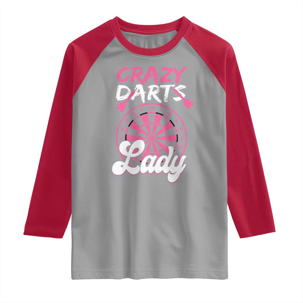 Crazy Darts Lady Bullseye Dart Shooting Raglan Shirt Female Dartist Gift - Wonder Print Shop