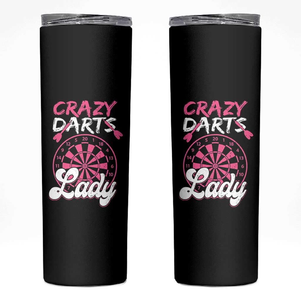 Crazy Darts Lady Bullseye Dart Shooting Skinny Tumbler Female Dartist Gift - Wonder Print Shop