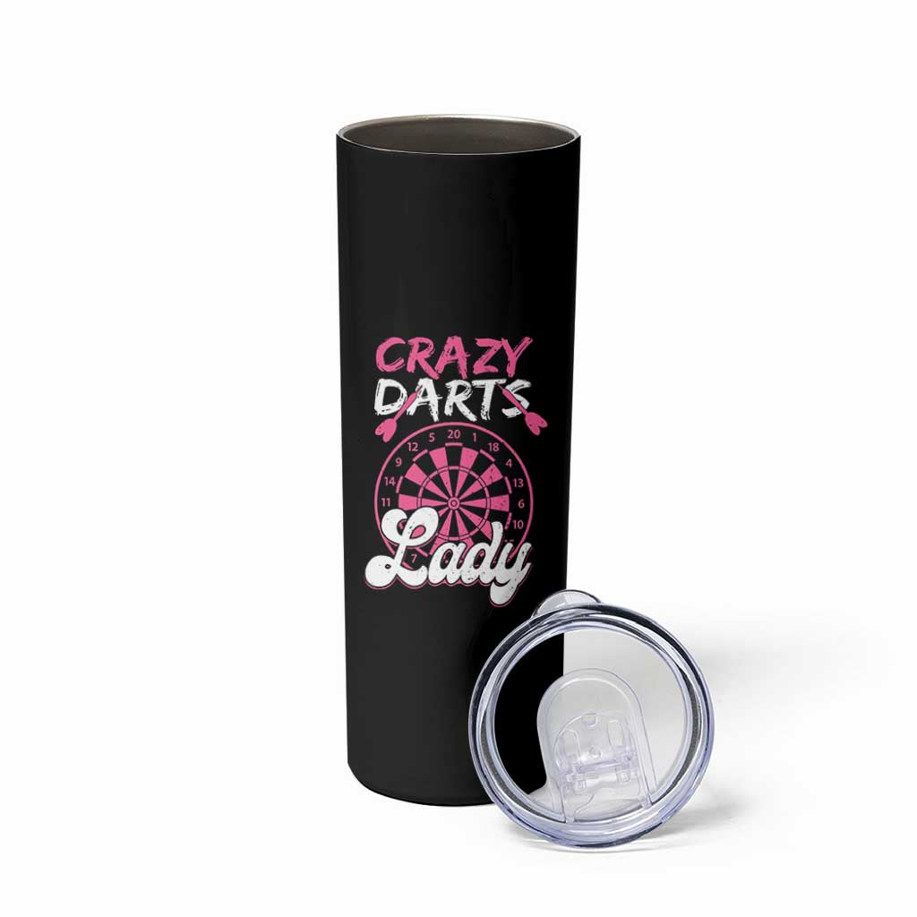 Crazy Darts Lady Bullseye Dart Shooting Skinny Tumbler Female Dartist Gift - Wonder Print Shop