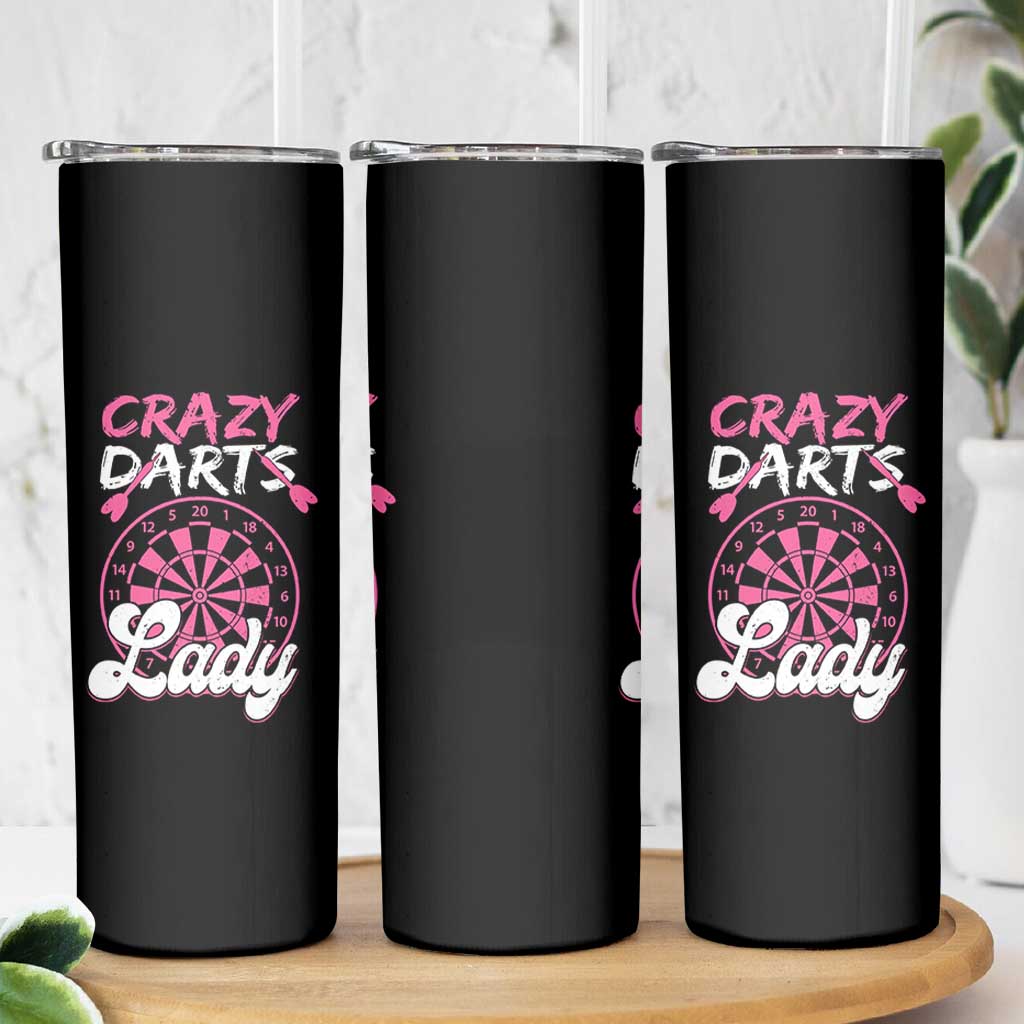 Crazy Darts Lady Bullseye Dart Shooting Skinny Tumbler Female Dartist Gift - Wonder Print Shop