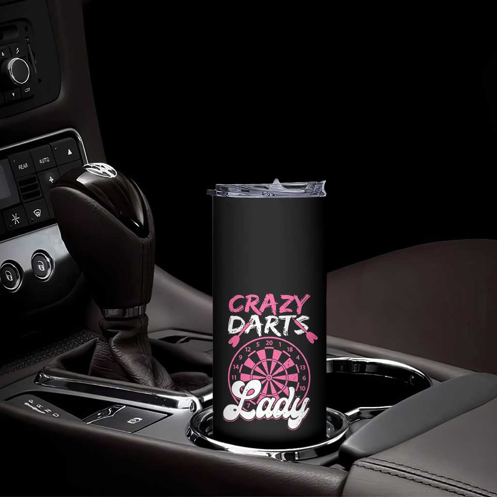 Crazy Darts Lady Bullseye Dart Shooting Skinny Tumbler Female Dartist Gift - Wonder Print Shop