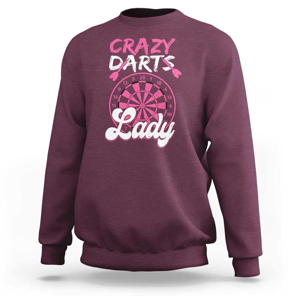 Crazy Darts Lady Bullseye Dart Shooting Sweatshirt Female Dartist Gift - Wonder Print Shop