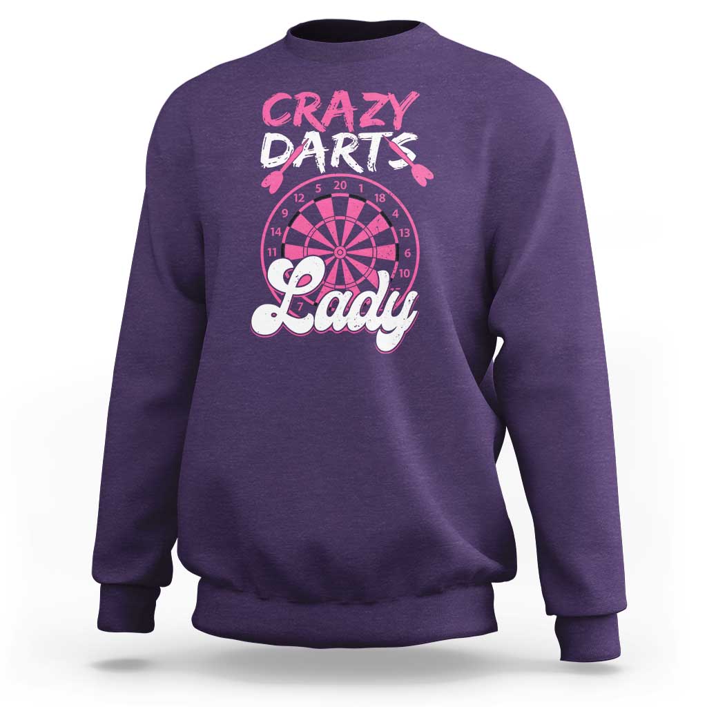 Crazy Darts Lady Bullseye Dart Shooting Sweatshirt Female Dartist Gift - Wonder Print Shop