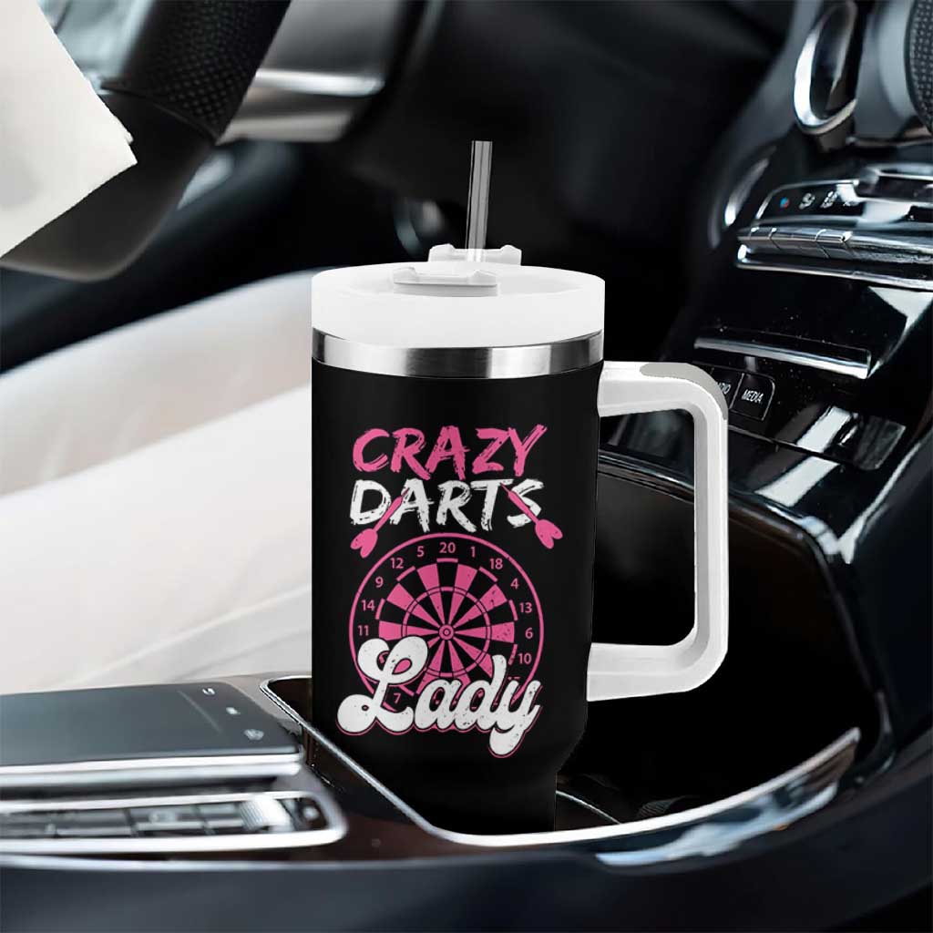Crazy Darts Lady Bullseye Dart Shooting Tumbler With Handle Female Dartist Gift - Wonder Print Shop