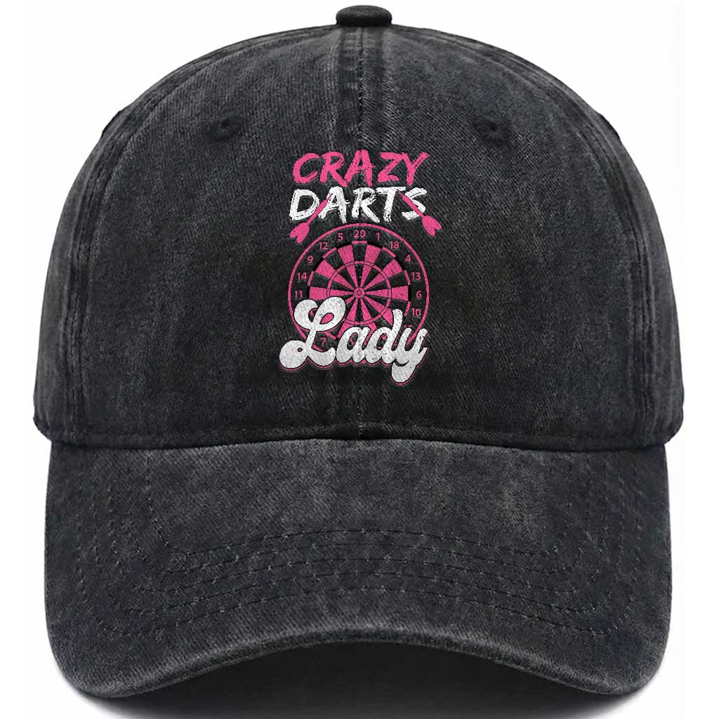 Crazy Darts Lady Bullseye Dart Shooting Washed Cotton Baseball Cap Female Dartist Gift