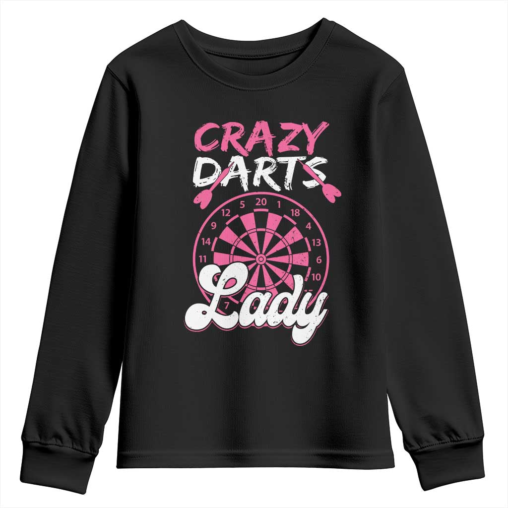 Crazy Darts Lady Bullseye Dart Shooting Youth Sweatshirt Female Dartist Gift - Wonder Print Shop