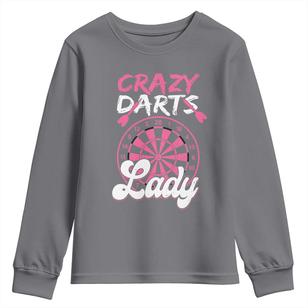 Crazy Darts Lady Bullseye Dart Shooting Youth Sweatshirt Female Dartist Gift - Wonder Print Shop