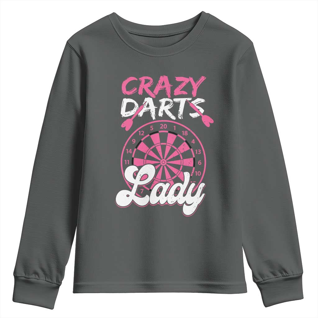 Crazy Darts Lady Bullseye Dart Shooting Youth Sweatshirt Female Dartist Gift - Wonder Print Shop