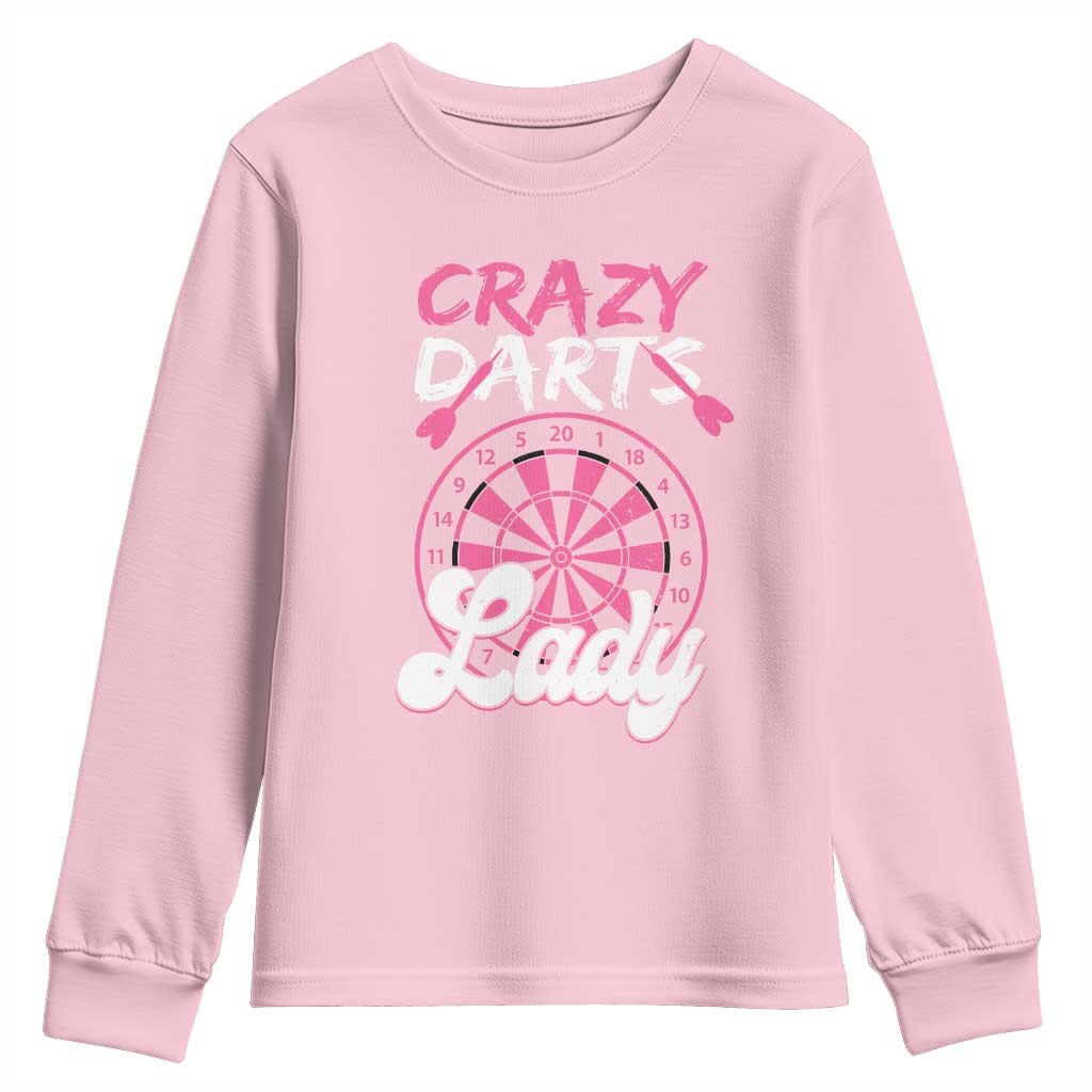 Crazy Darts Lady Bullseye Dart Shooting Youth Sweatshirt Female Dartist Gift - Wonder Print Shop