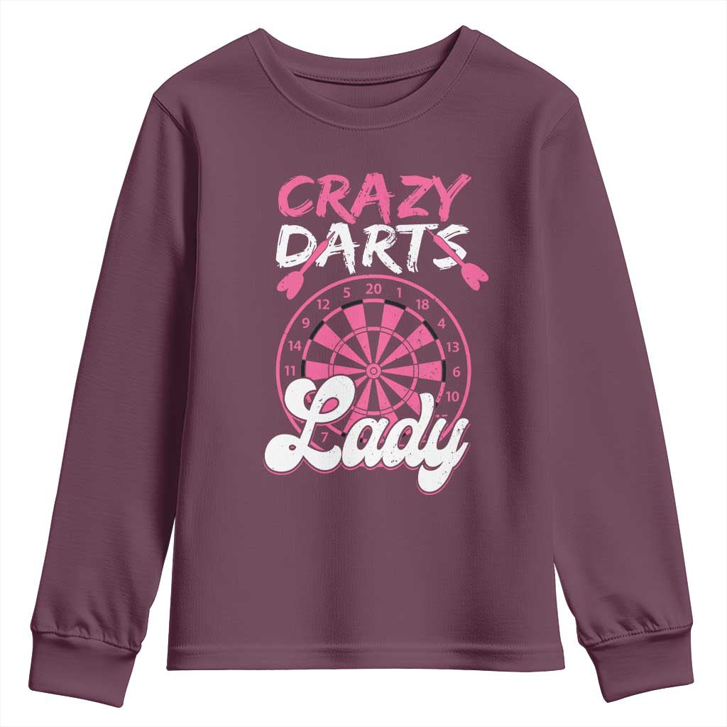 Crazy Darts Lady Bullseye Dart Shooting Youth Sweatshirt Female Dartist Gift - Wonder Print Shop