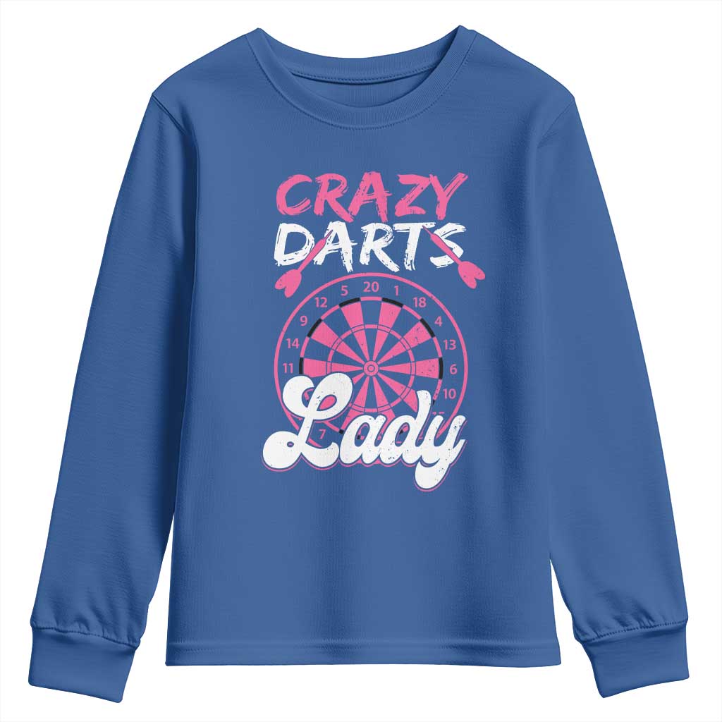 Crazy Darts Lady Bullseye Dart Shooting Youth Sweatshirt Female Dartist Gift - Wonder Print Shop
