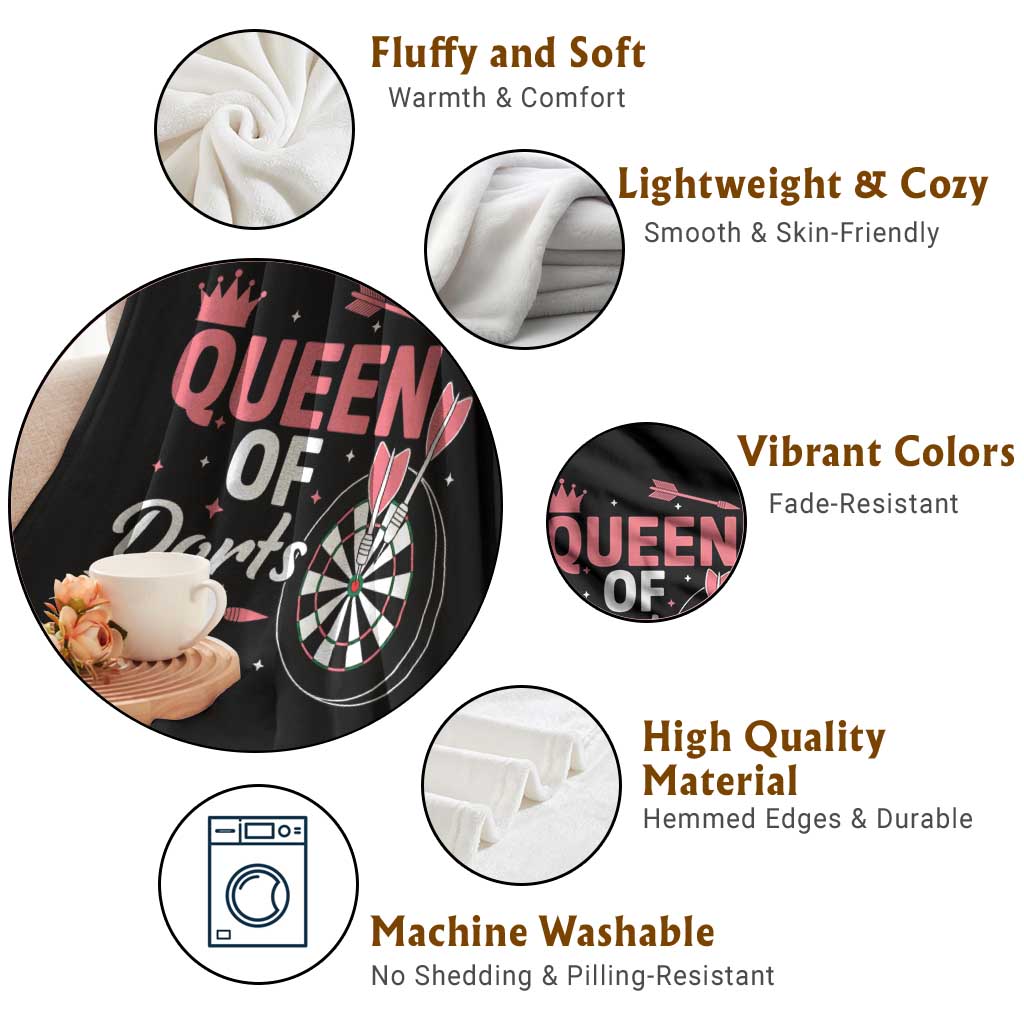 Queen Of Darts Bullseye Shooter Throw Blanket Female Dartist Gift - Wonder Print Shop