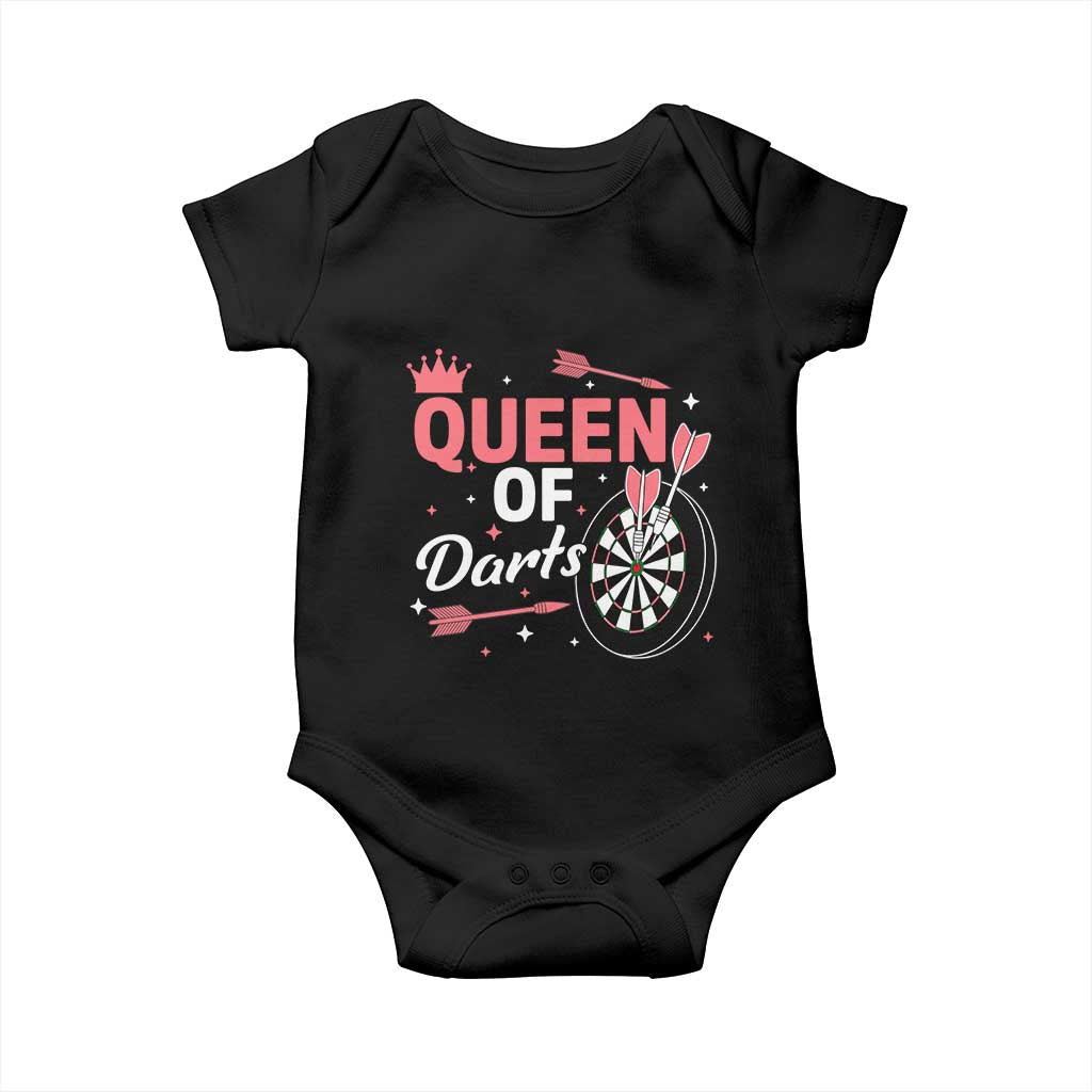 Queen Of Darts Bullseye Shooter Baby Onesie Female Dartist Gift - Wonder Print Shop