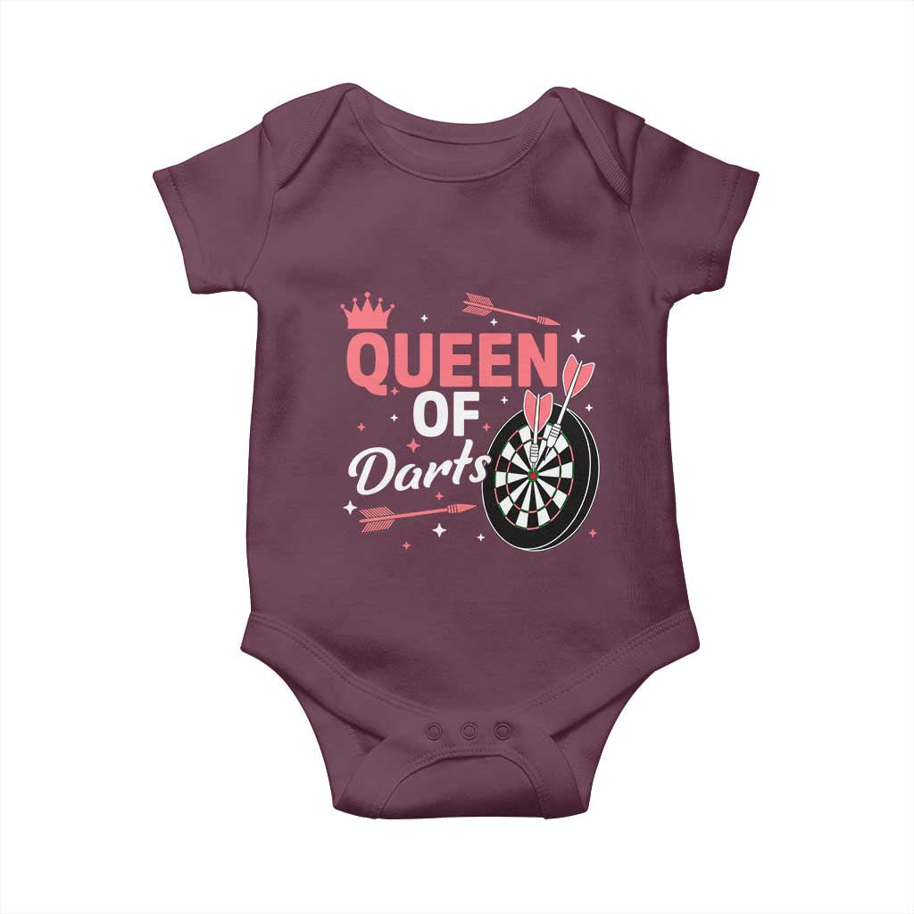 Queen Of Darts Bullseye Shooter Baby Onesie Female Dartist Gift - Wonder Print Shop