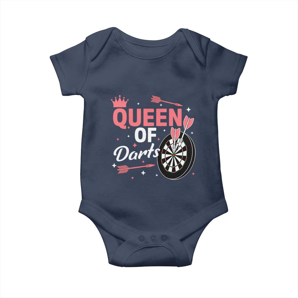 Queen Of Darts Bullseye Shooter Baby Onesie Female Dartist Gift - Wonder Print Shop