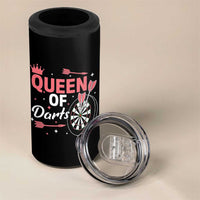 Queen Of Darts Bullseye Shooter 4 in 1 Can Cooler Tumbler Female Dartist Gift - Wonder Print Shop
