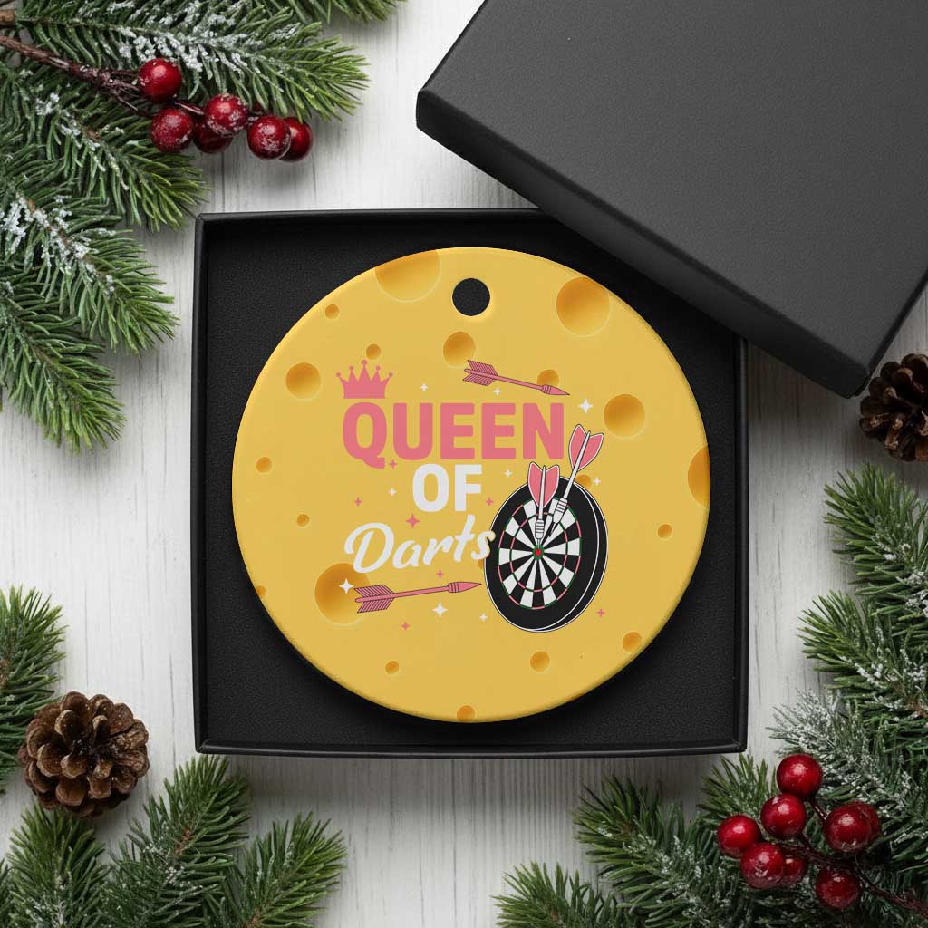 Queen Of Darts Bullseye Shooter Ceramic Ornament Female Dartist Gift - Wonder Print Shop