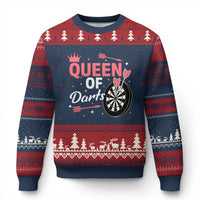 Queen Of Darts Bullseye Shooter Ugly Christmas Sweater Female Dartist Gift - Wonder Print Shop