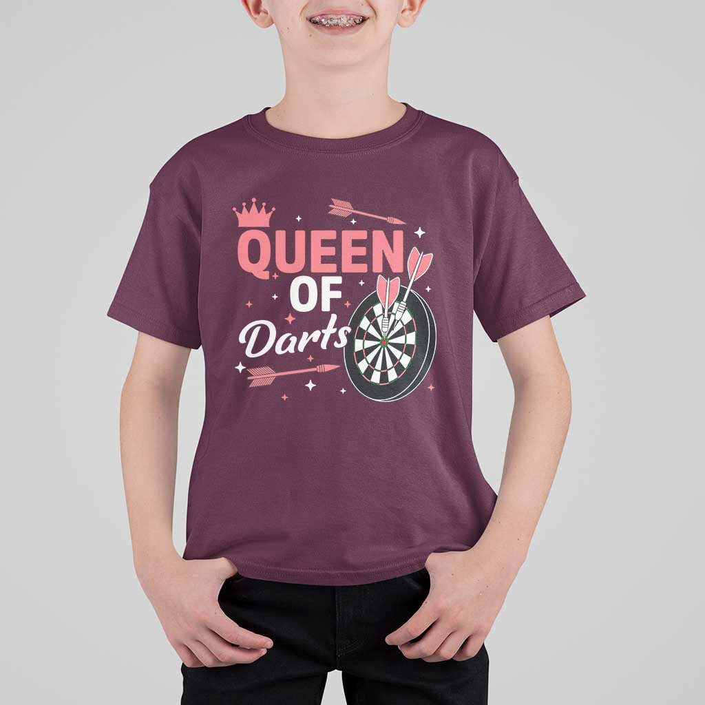Queen Of Darts Bullseye Shooter T Shirt For Kid Female Dartist Gift - Wonder Print Shop