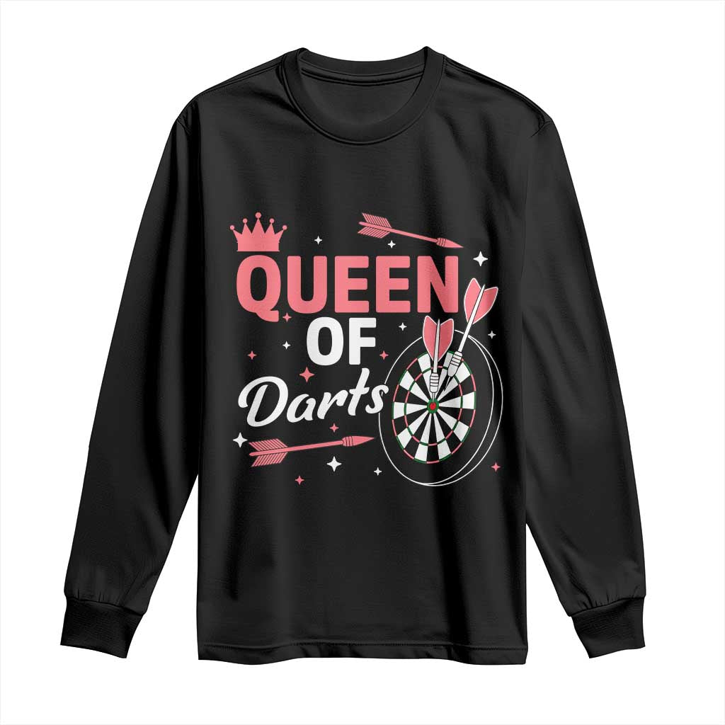 Queen Of Darts Bullseye Shooter Long Sleeve Shirt Female Dartist Gift - Wonder Print Shop