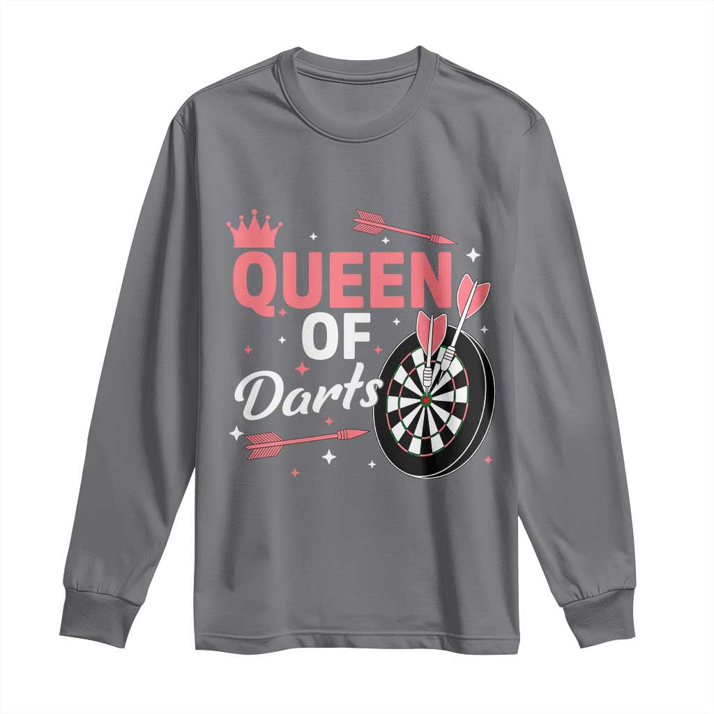 Queen Of Darts Bullseye Shooter Long Sleeve Shirt Female Dartist Gift - Wonder Print Shop